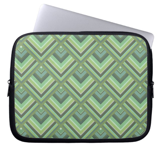 Olive green stripes scale pattern laptop sleeve (Front)