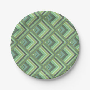 Olive green stripes scale pattern paper plate