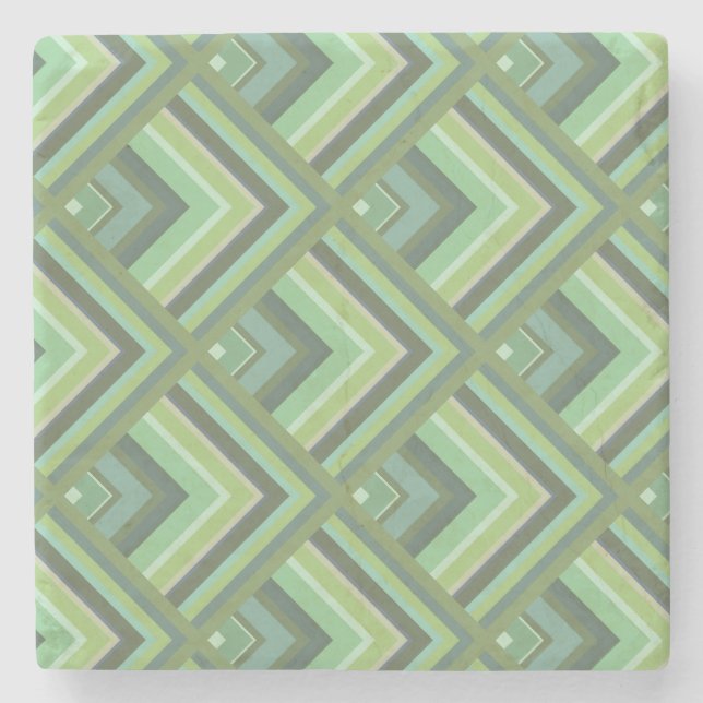 Olive green stripes scale pattern stone coaster (Front)