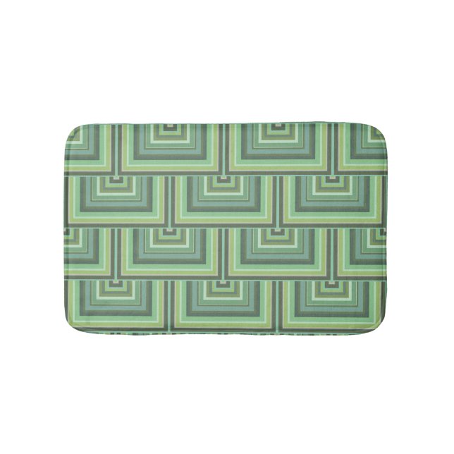 Olive green stripes square scales pattern bath mat (Front)