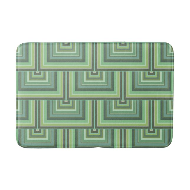 Olive green stripes square scales pattern bath mat (Front)