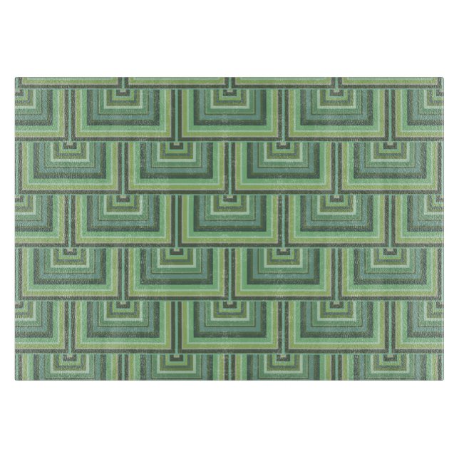 Olive green stripes square scales pattern cutting board (Front)