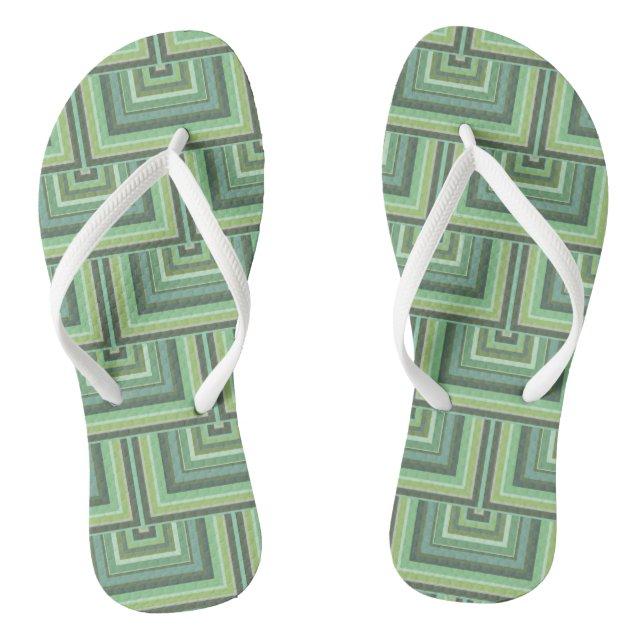Olive green stripes square scales pattern jandals (Footbed)