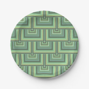 Olive green stripes square scales pattern paper plate