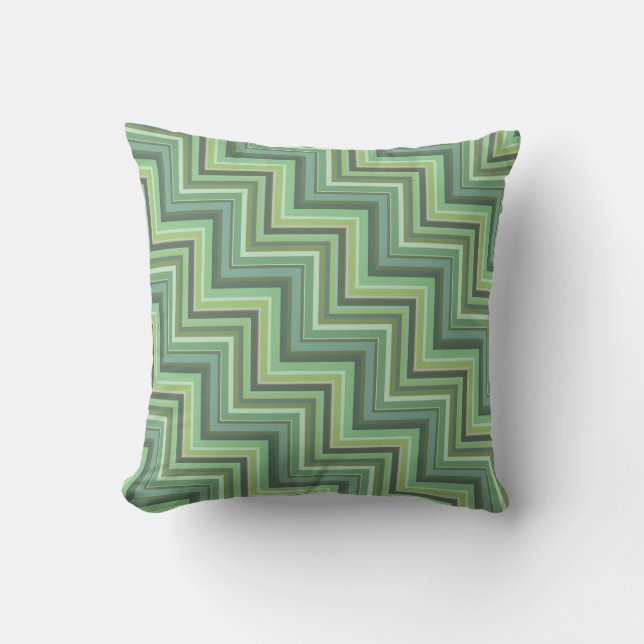Olive green stripes stairs pattern cushion (Front)