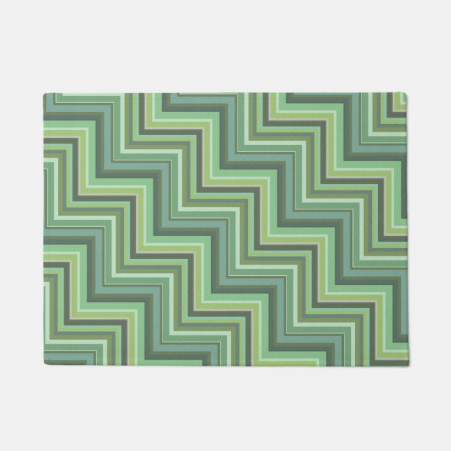 Olive green stripes stairs pattern doormat (Front)