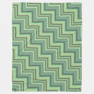 Olive green stripes stairs pattern fleece blanket