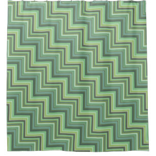 Olive green stripes stairs pattern shower curtain