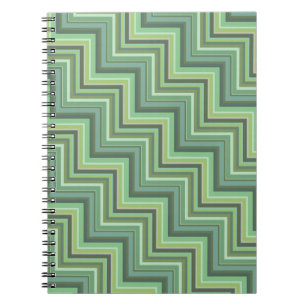 Olive green stripes stairs pattern spiral notebook
