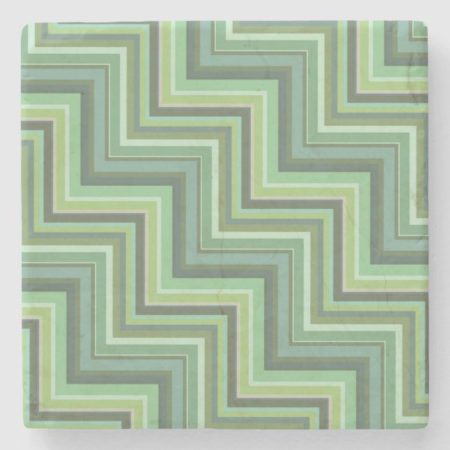 Olive green stripes stairs pattern stone coaster (Front)