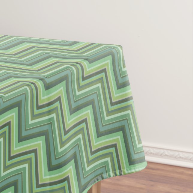 Olive green stripes stairs pattern tablecloth (In Situ)