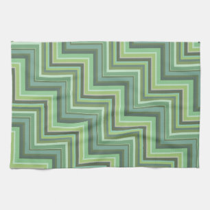Olive green stripes stairs pattern tea towel