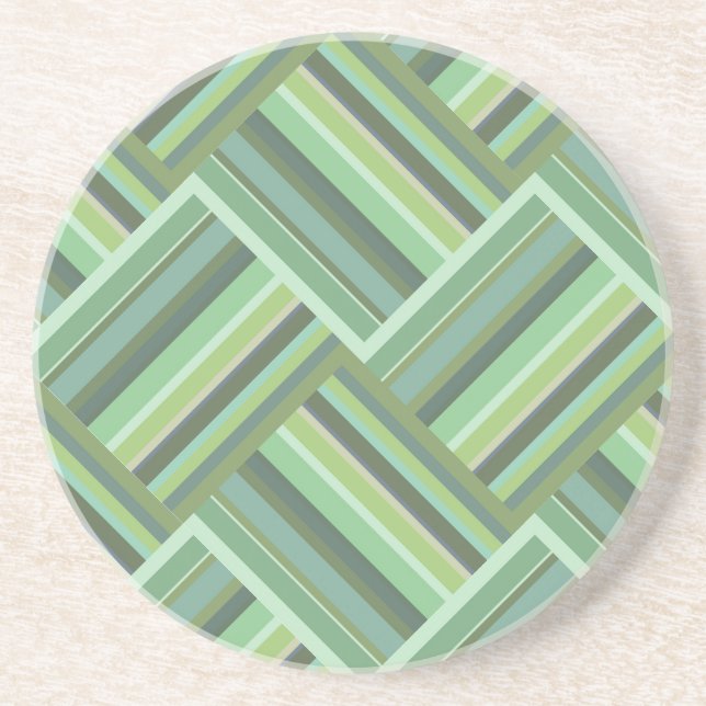 Olive green stripes weave coaster (Front)