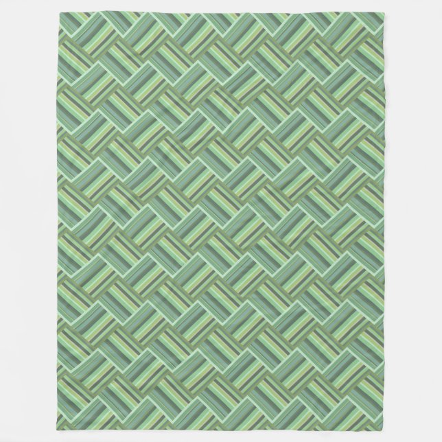 Olive green stripes weave fleece blanket (Front)