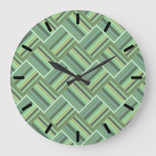 Olive green stripes weave large clock