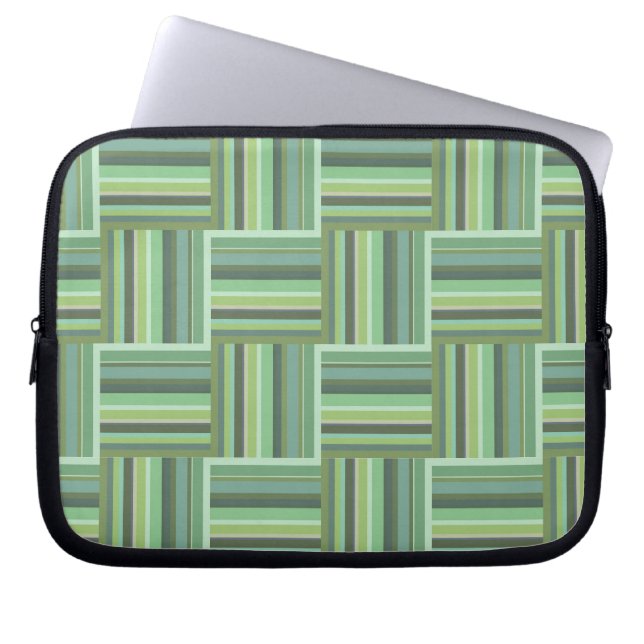 Olive green stripes weave pattern laptop sleeve (Front)