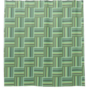 Olive green stripes weave pattern shower curtain