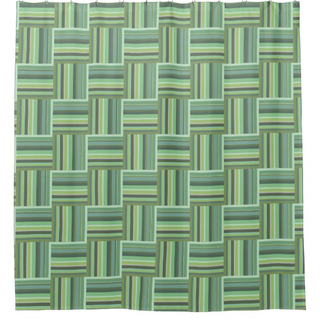 Olive green stripes weave pattern shower curtain (Front)