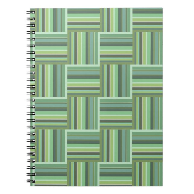 Olive green stripes weave pattern spiral notebook (Front)