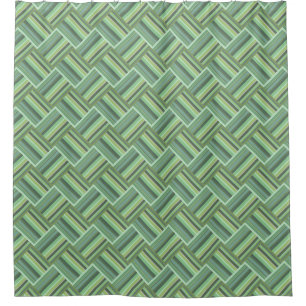 Olive green stripes weave shower curtain