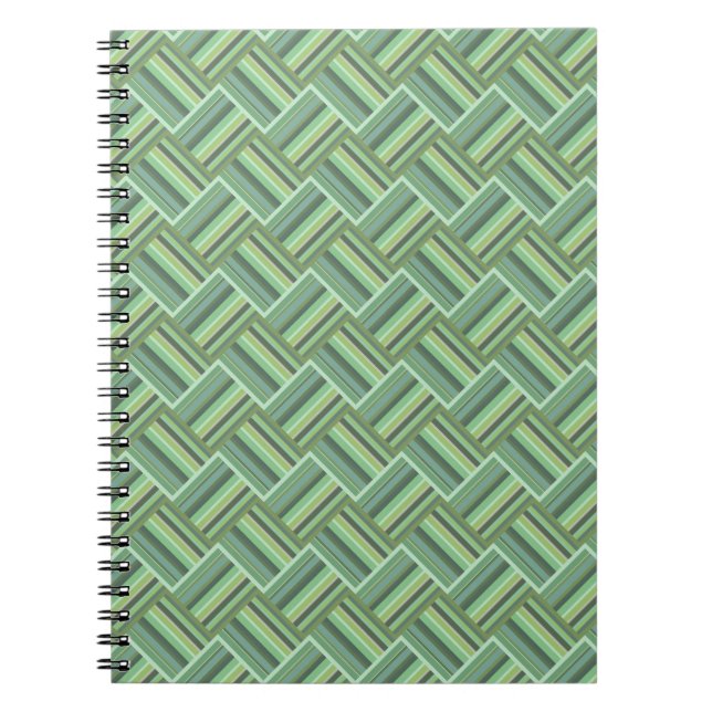 Olive green stripes weave spiral notebook (Front)