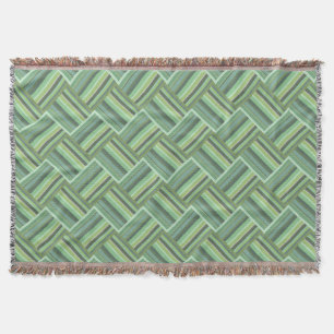 Olive green stripes weave throw blanket