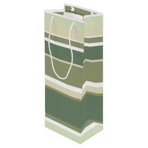 Olive green stripes wine gift bag