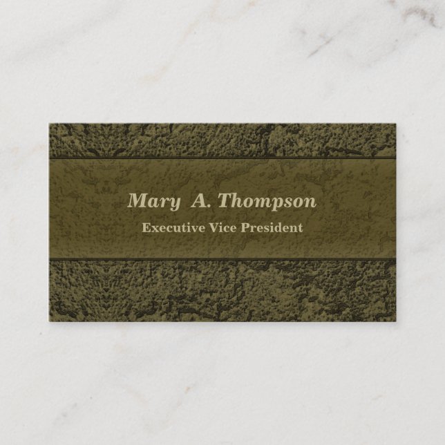 Olive Green Stucco Texture Business Card (Front)