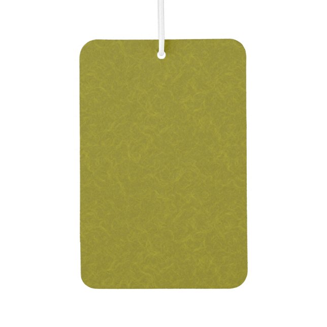 Olive green surface with subtle swirling pattern car air freshener (Front)