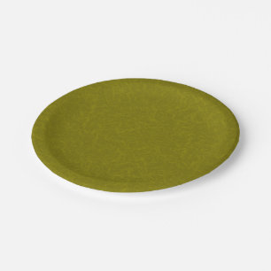 Olive green surface with subtle swirling pattern paper plate