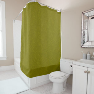Olive green surface with subtle swirling pattern shower curtain