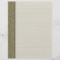 Olive Green Swirl Pattern Lined Binder Paper