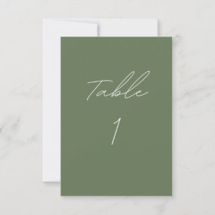 Olive Green Table Number Card