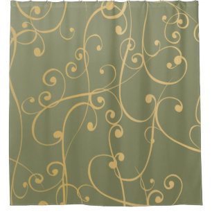 Olive Green, Tan, and Cream Swirls shower curtain