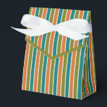 Olive green, Teal, Orange Striped Favour Box<br><div class="desc">Olive green,  teal and orange striped favour box with ribbon tie. Perfect for all gift decoration themes; simple/minimalist to maximalist depending on additional embellishments.</div>