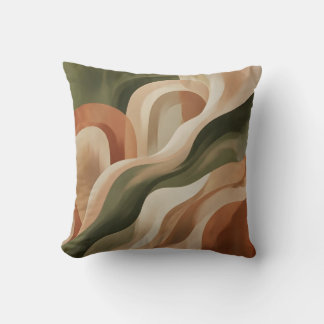 Olive Green Terracotta Abstract Throw Pillow