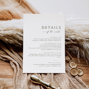 Olive Green The Details Information Enclosure Card