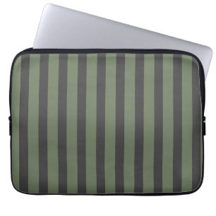 Olive Green Tick Striped Modern Laptop Sleeve