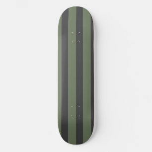 Olive Green Tick Striped Modern Skateboard