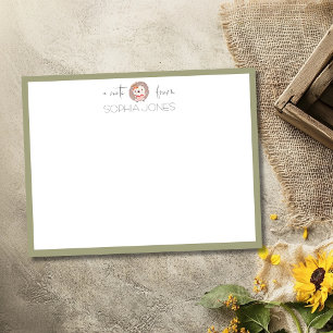 Olive Green Timeless Hedgehog Stationery Note Card
