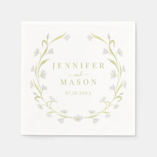 Olive Green Tulips Floral Wedding Paper Napkins