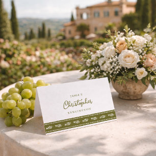 Olive Green Tuscan Elegant Wedding Place Card