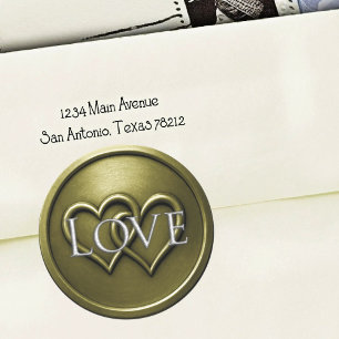 Olive Green Two Hearts Intertwined Wedding Classic Round Sticker