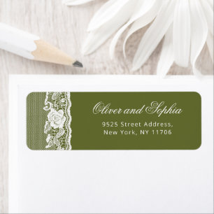 Olive Green Vintage Lace Wedding Return Address