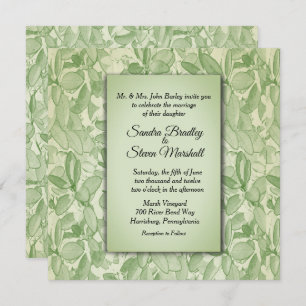 Olive Green Vintage Theme Wedding Invitation