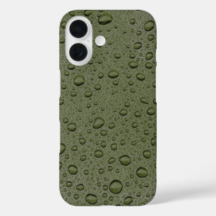 Olive green water droplets iPhone 16 case