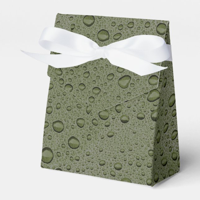 Olive green water droplets favour box (Front Side)