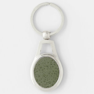 Olive green water droplets key ring