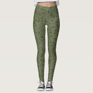 Olive green water droplets leggings