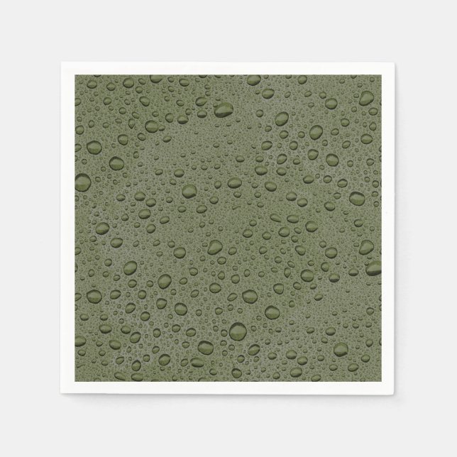 Olive green water droplets napkin (Front)